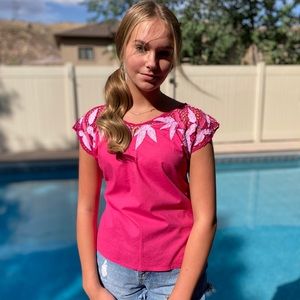 Vintage Indonesian Lace and Embroidery Pink Top